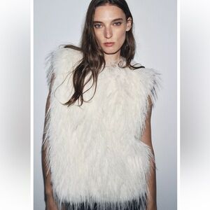 ZW COLLECTION FAUX FUR VEST, SIZE XS